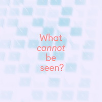 light white and blue checkered pattern with text: what cannot be seen?