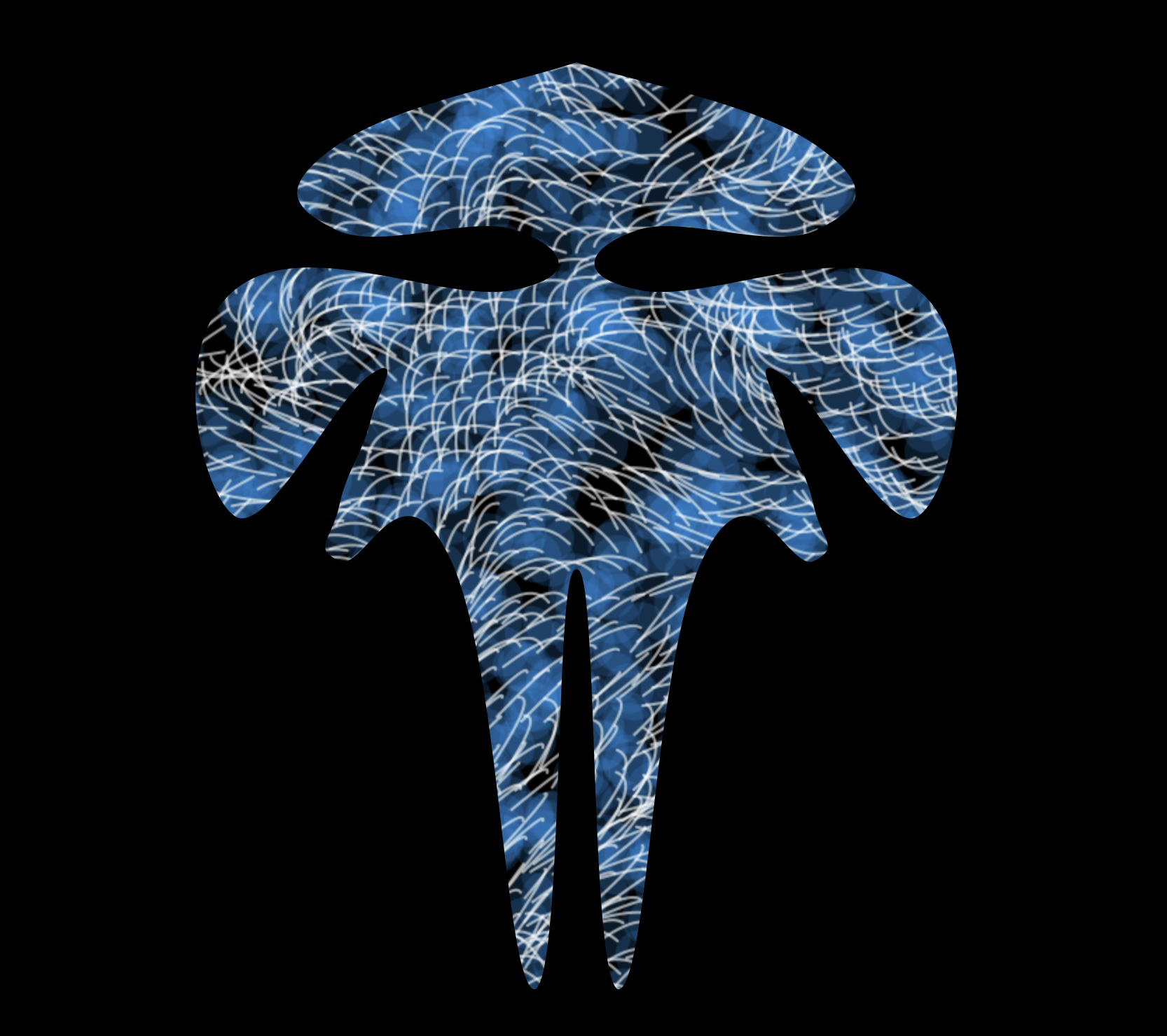 Energy Body—Tidal Drift (blue), 2025. Screen capture from live system; custom software (p5.js with ml5/PoseNet), generative visualization; variable dimensions. Blue wave-lines ebb and pool around the torso; downward weight and reduced amplitude suggest heaviness.